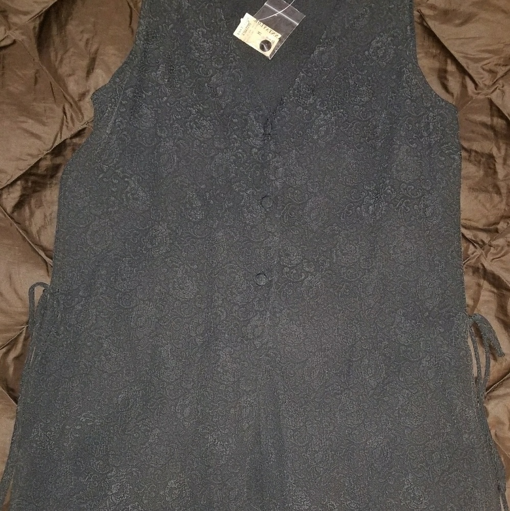 Navy blue, button down silk vest